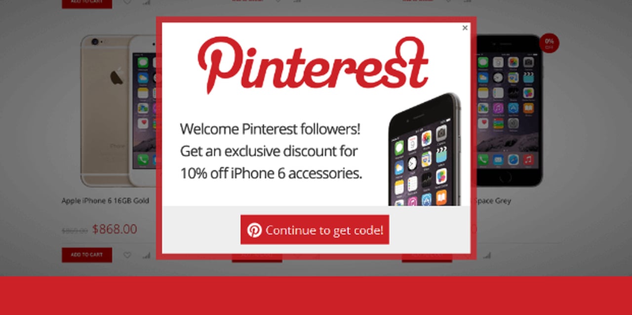 Pinterest popup example