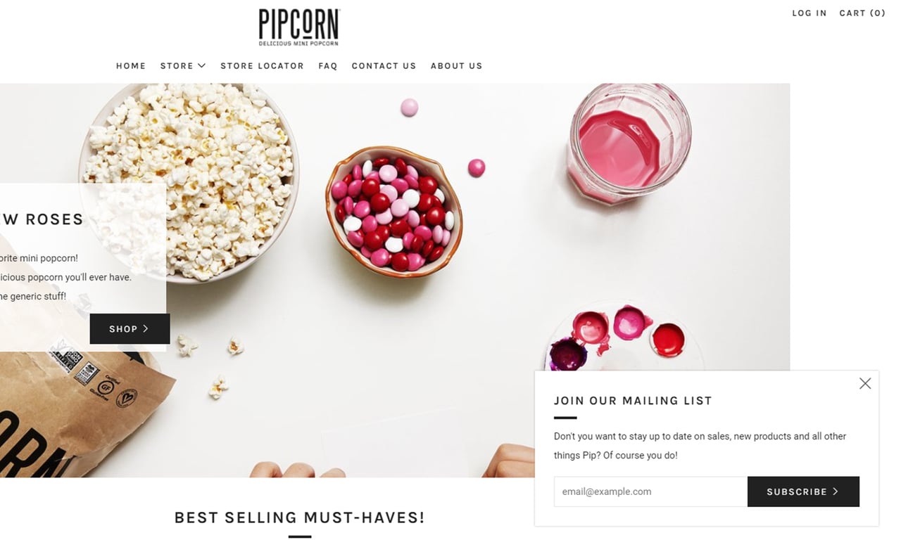 Pipcorn pop up email