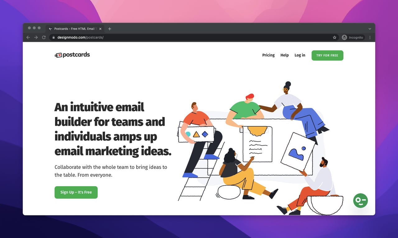 designmodo email template builder software homepage screenshot