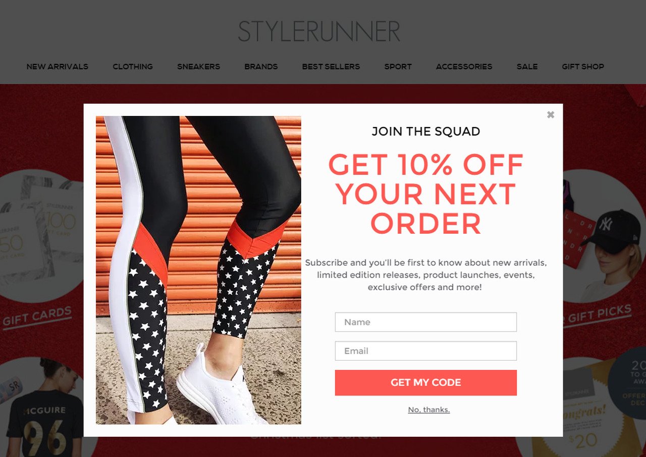 style runner exit intent popup example