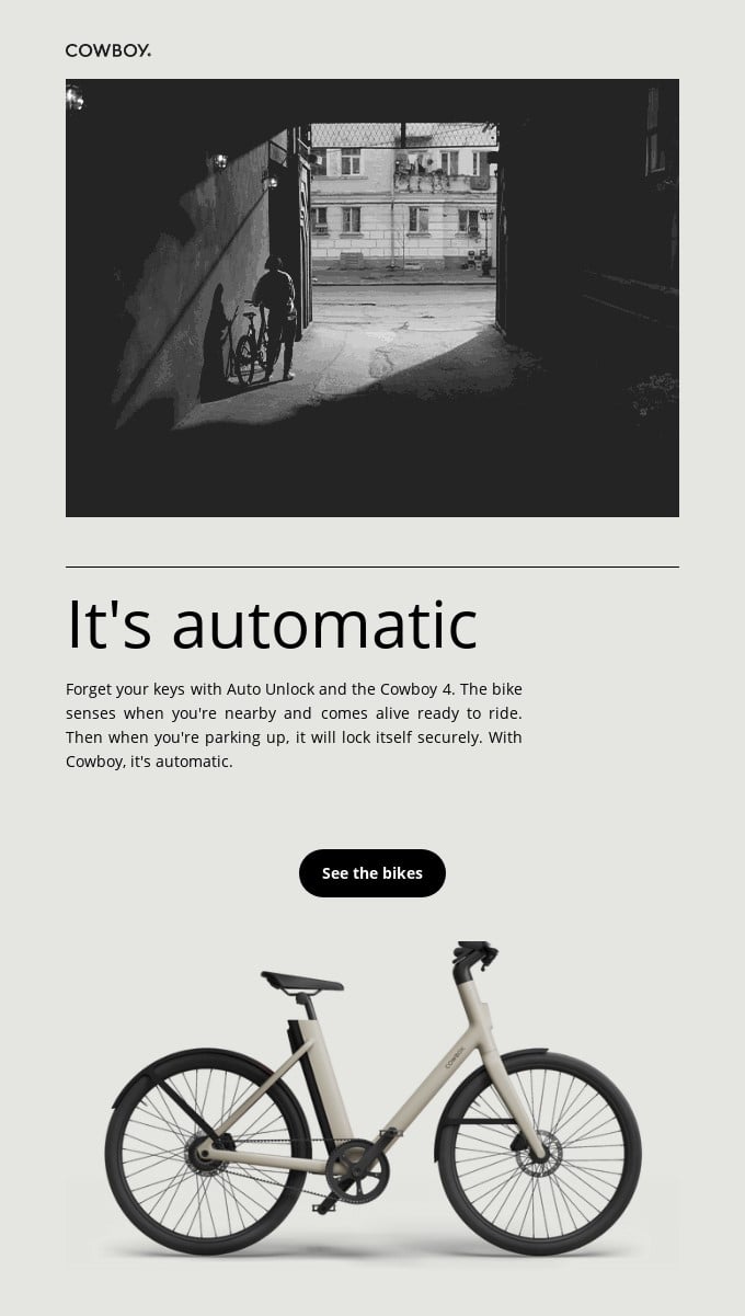 automatic bike promotion email copy