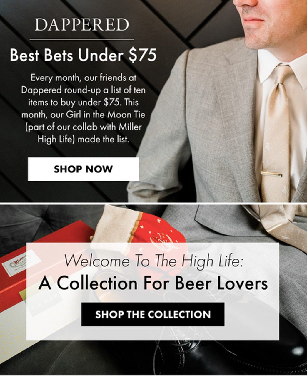 a suit company called Tie Bar's giveaway email's ending