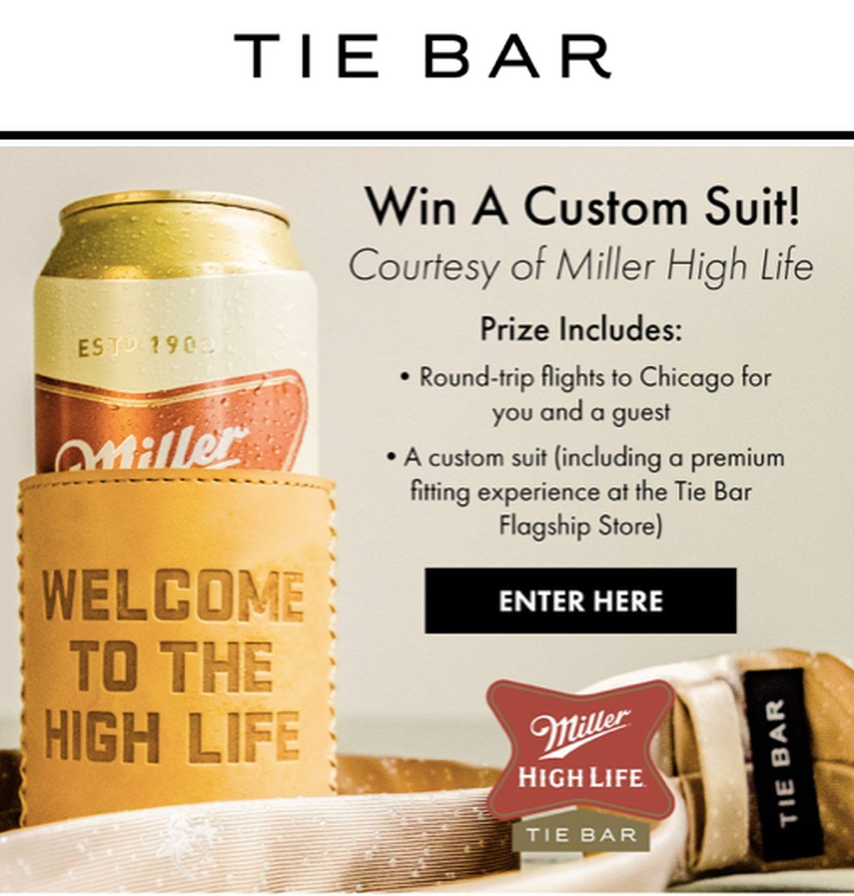 a suit company called Tie Bar's giveaway email's beginning