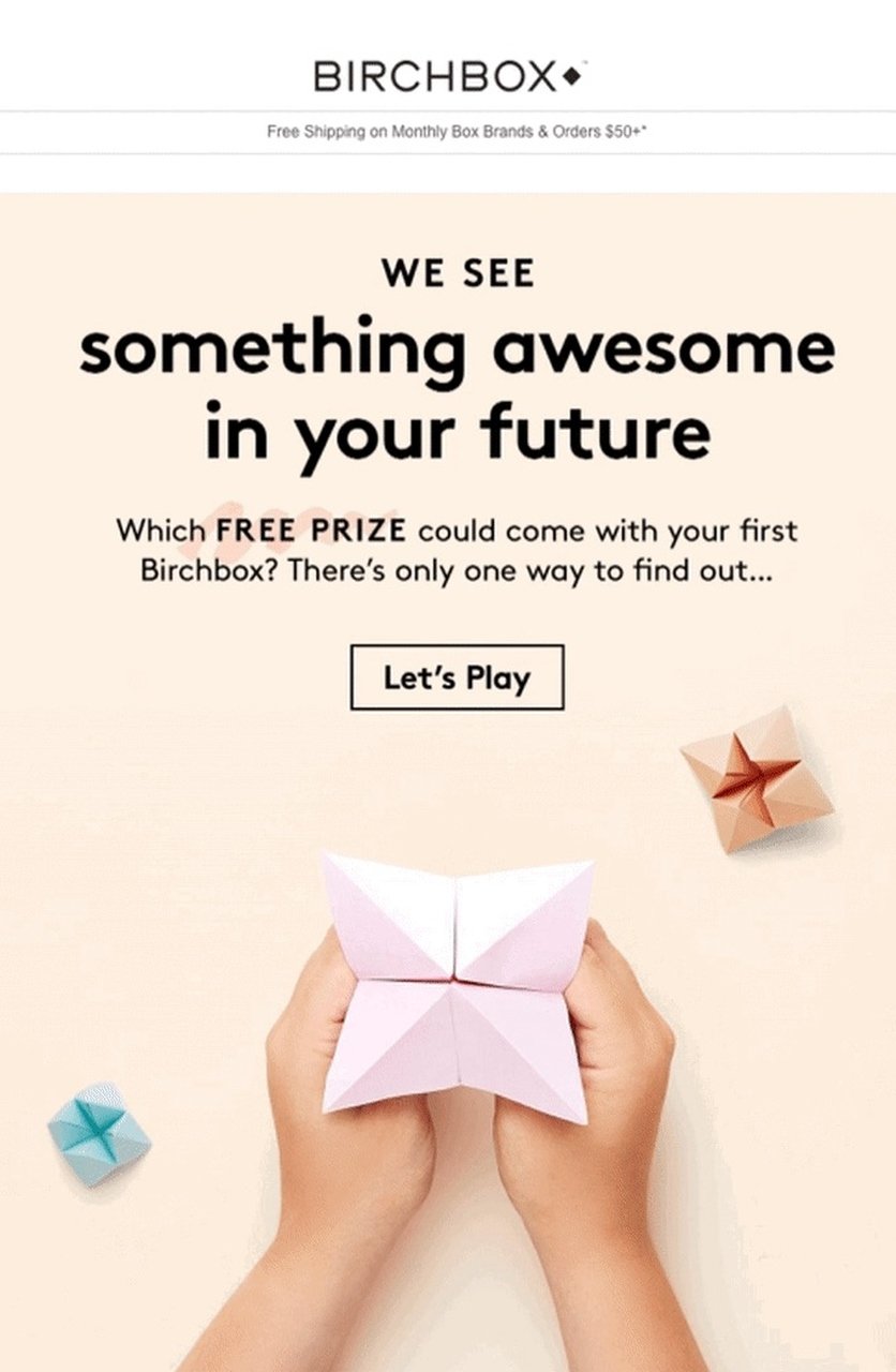 a beauty product brand called Birchbox's giveaway email template