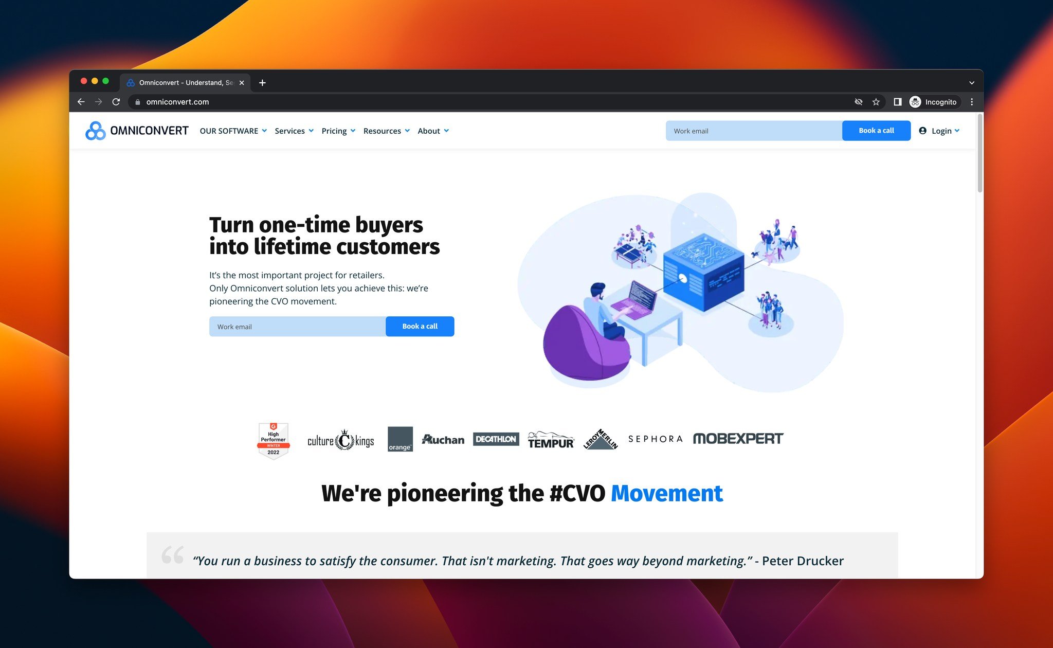 a screenshot of the homepage of Omniconvert, which is a Google Optimize alternative