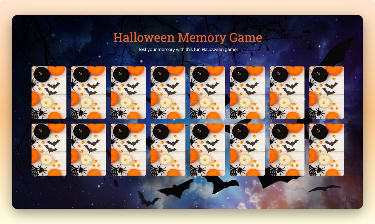 a screenshot of a landing page that is using Halloween Gamification marketing idea