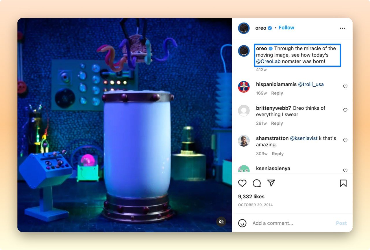 a screenshot of Oreo brand Instagram animation post for Halloween marketing campaign