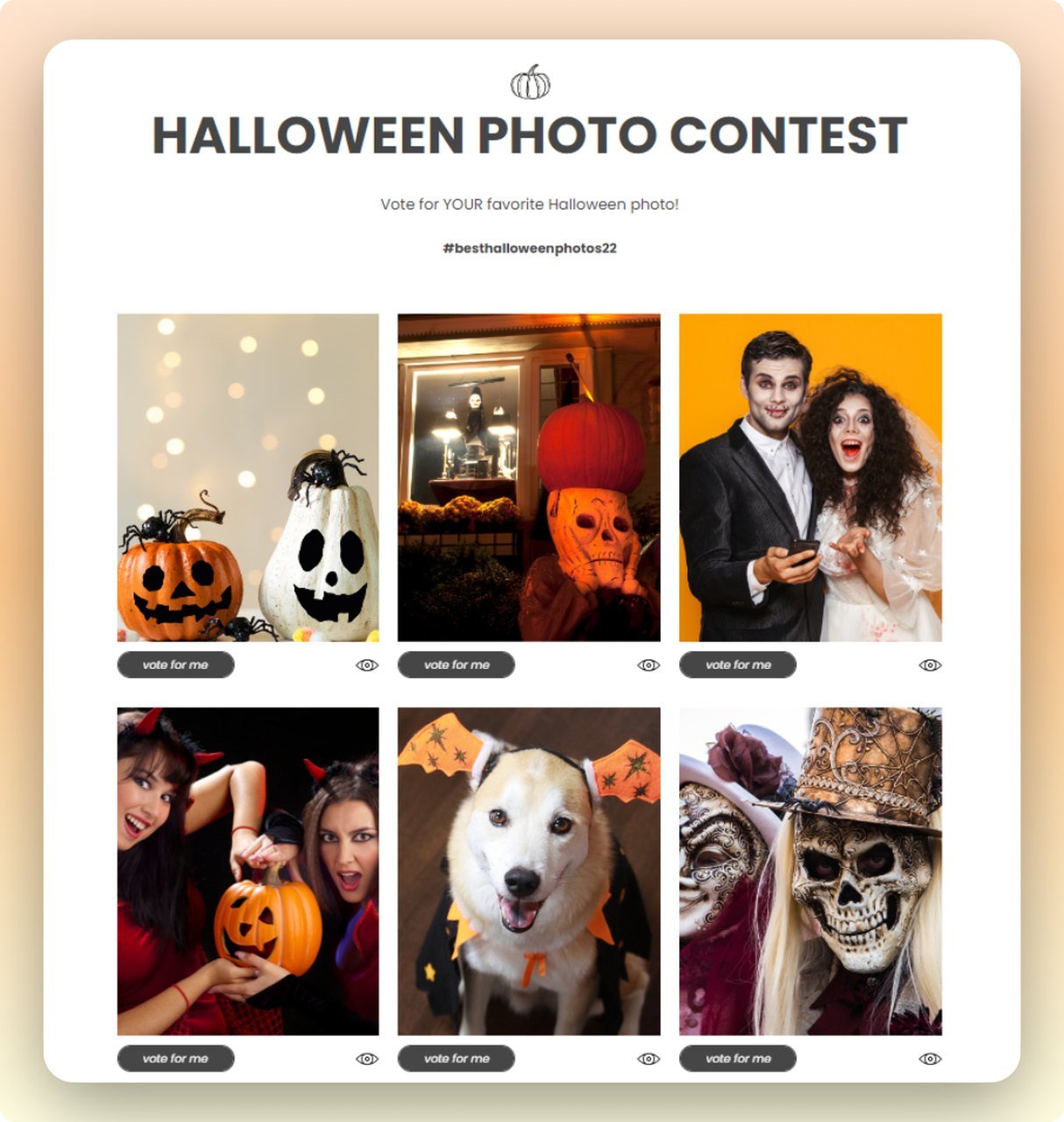 a screenshot of an email with the pictures of people in Halloween customs inviting other users to participage in a Halloween photo contest UGC marketing campaign