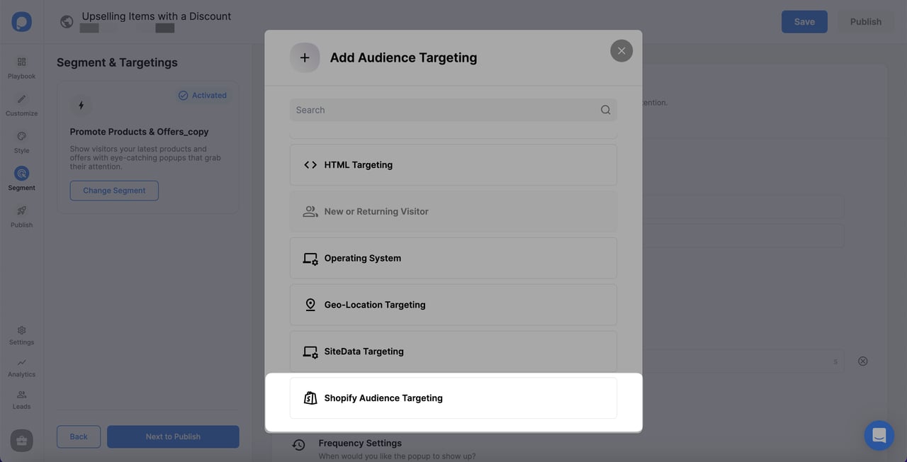 shopify audience targeting for upselling items with a discount