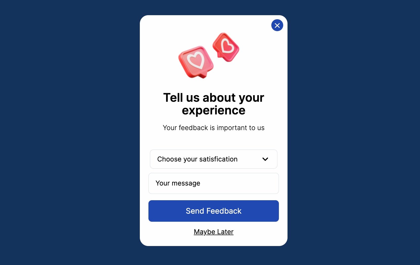 a survey popup example to gather feedback from customers