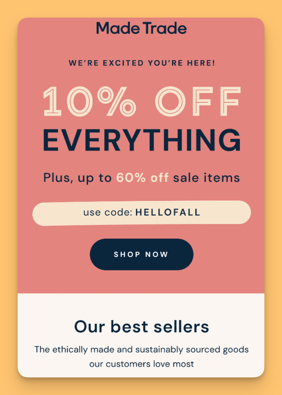 Made Trade Welcome Email Examples to Inspire Your Own