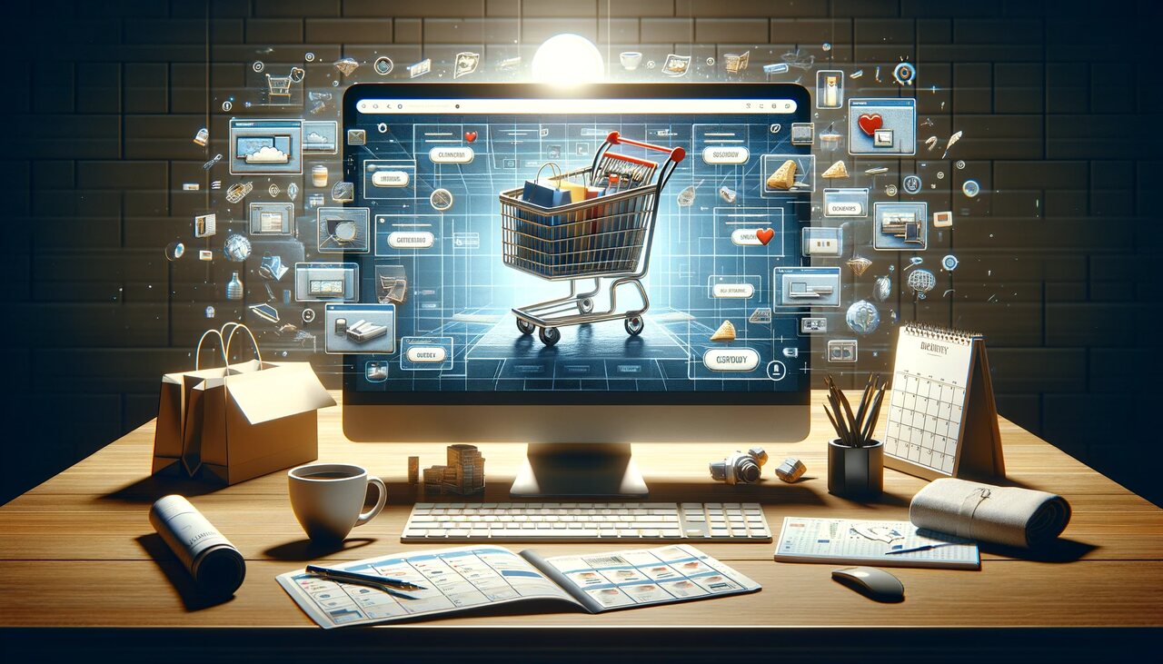 an illustration of a laptop screen with abandoned cart in an ecommerce setting