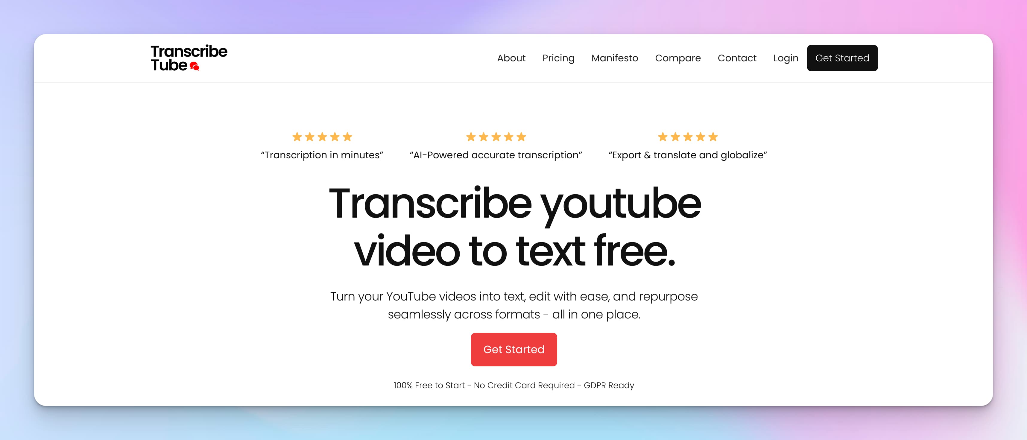 transcribetube audio to text transcription