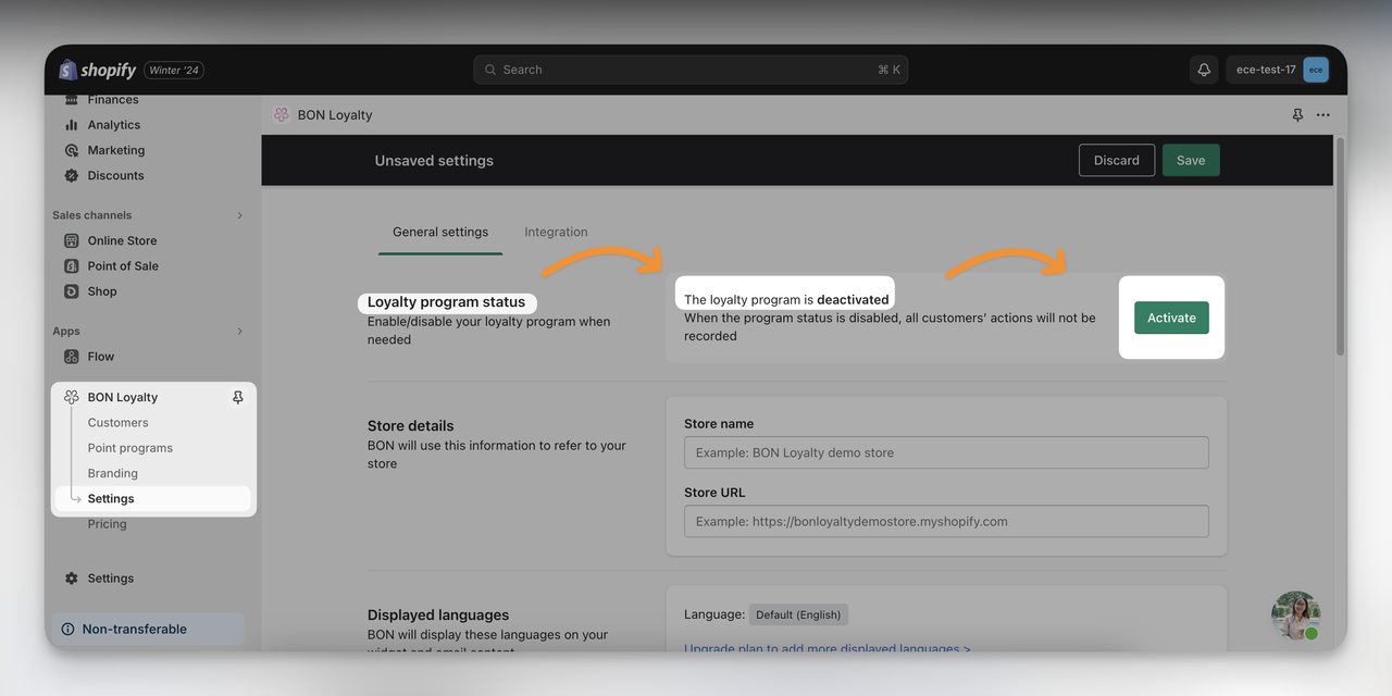 The last step of Shopify Loyalty Program Setup in Shopify.