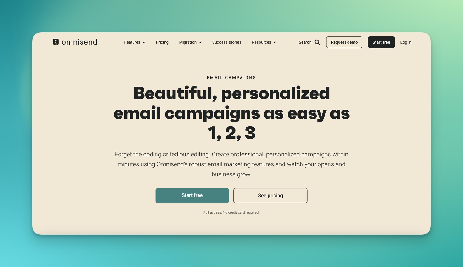 Omnisend's email marketing page