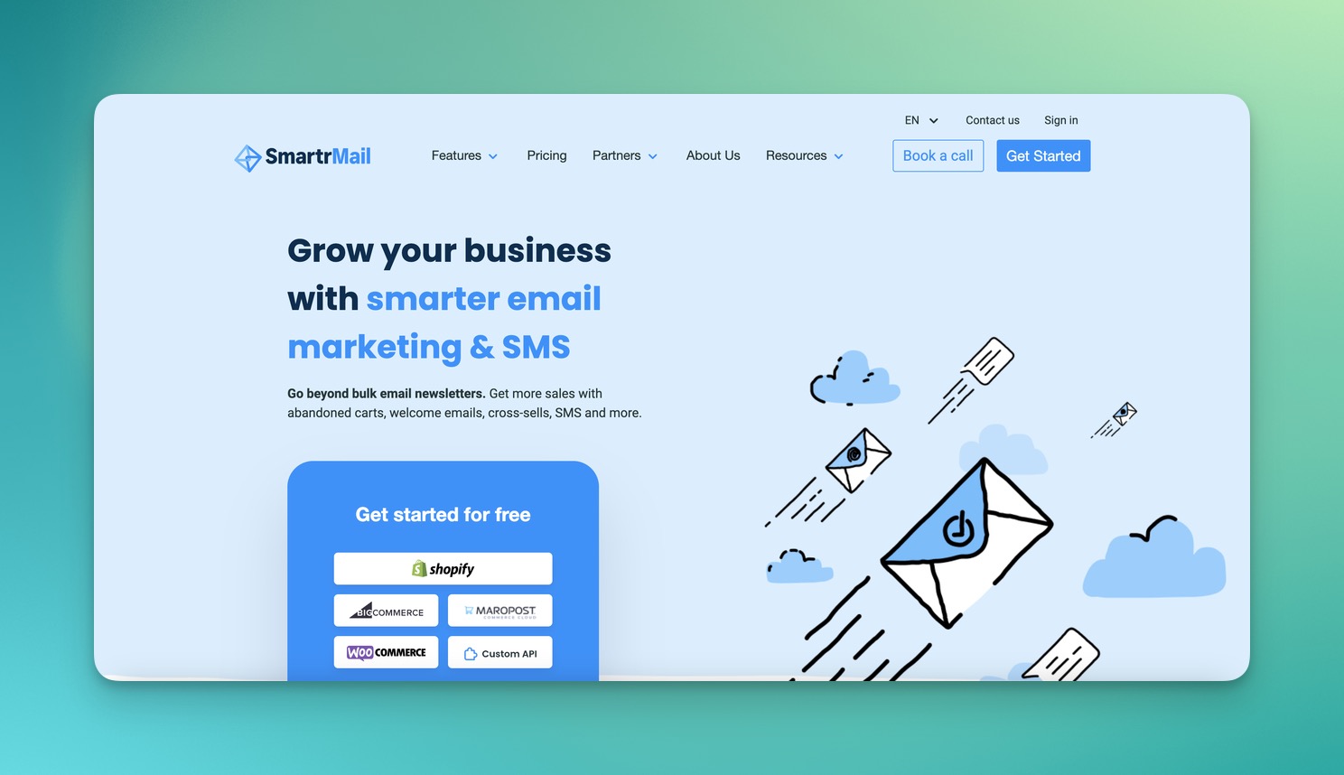 the email marketing page of SmartrMail