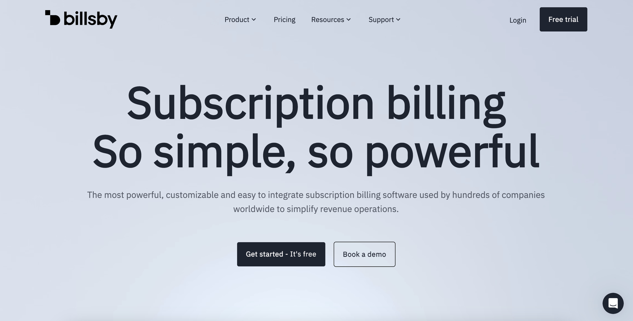 landing page of Billsby, subscription management software