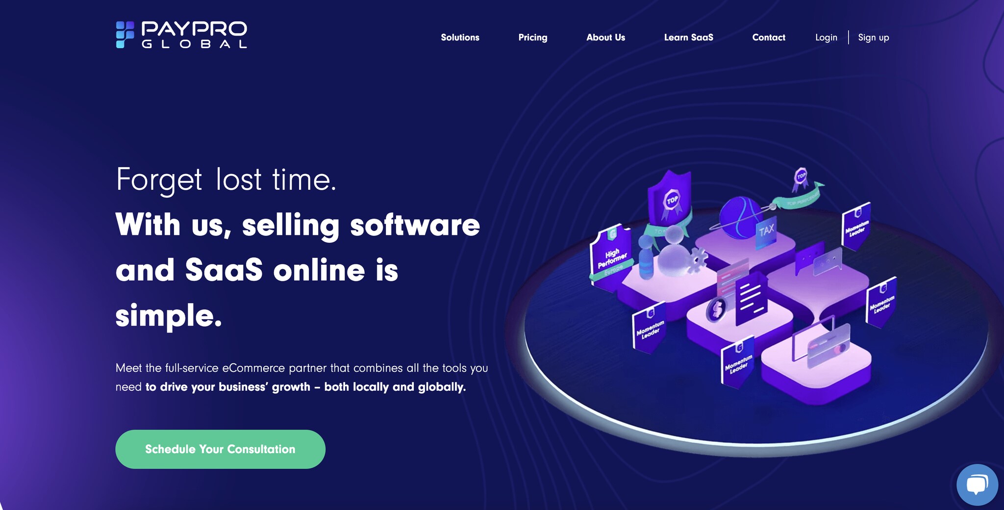 landing page of PayPro Global, subscription management software