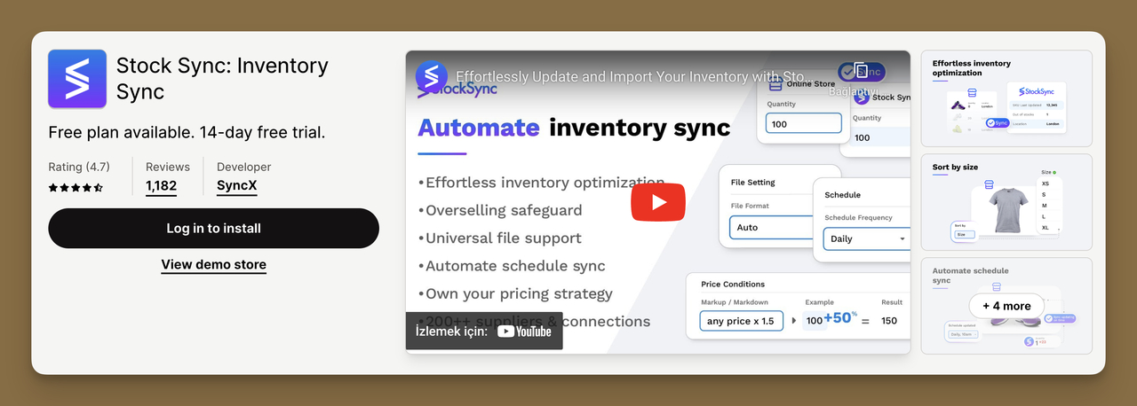 App Store view of Shopify Inventory Management App Stock Sync