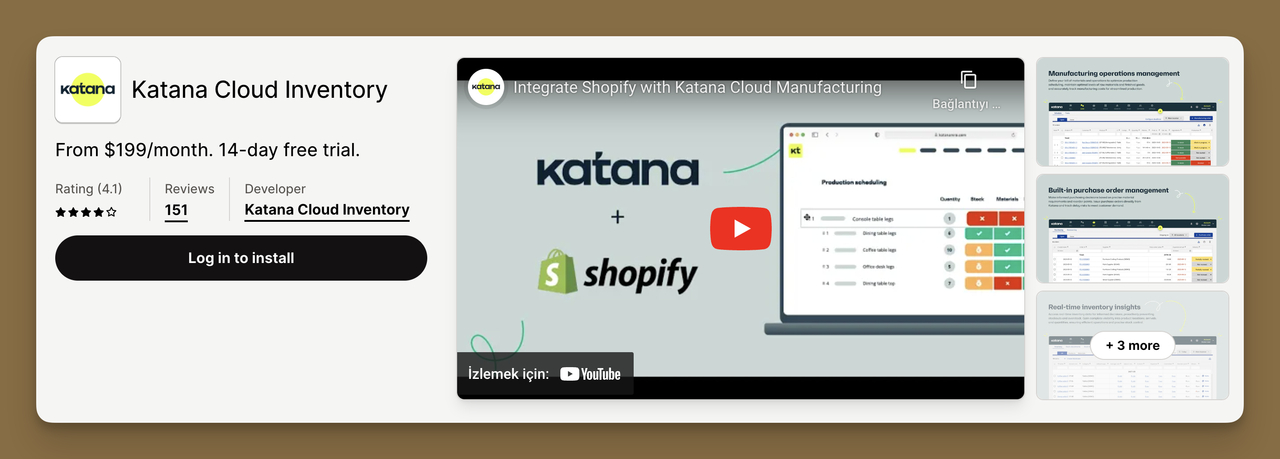 App Store view of Shopify Inventory Management App Katana