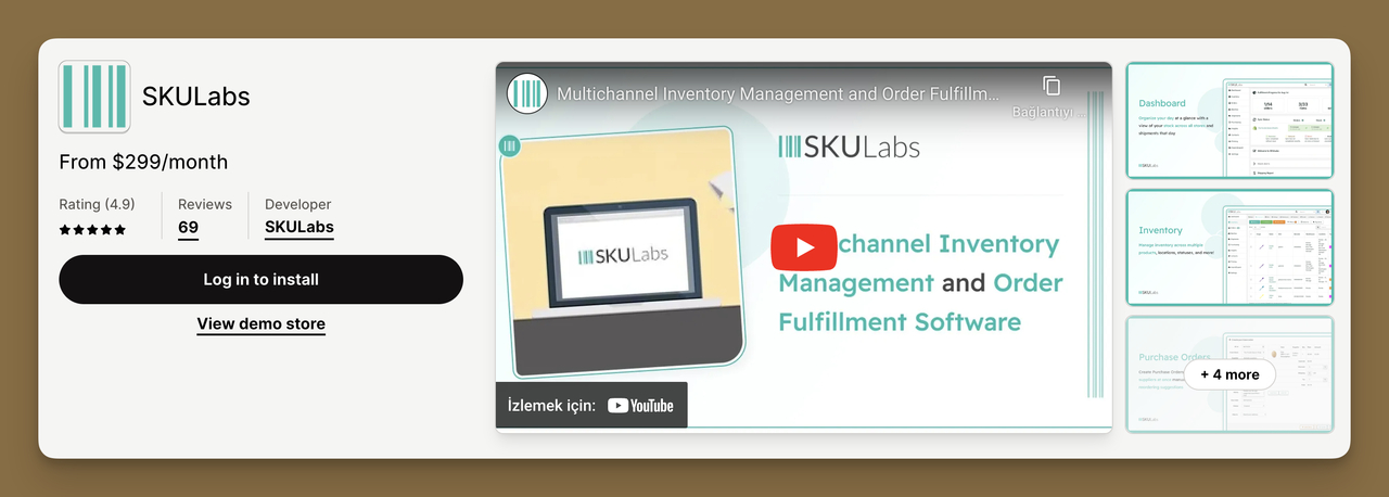 App Store view of Shopify Inventory Management App SKULabsp