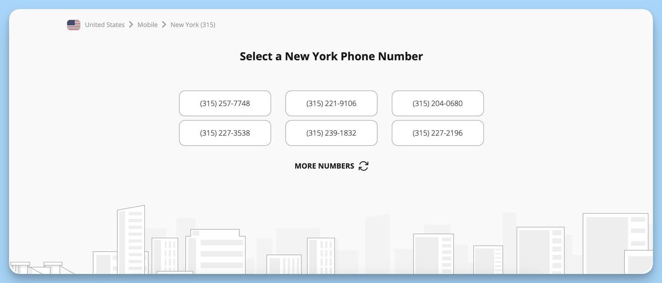 Get a number on virtual phone number provider hushed step three