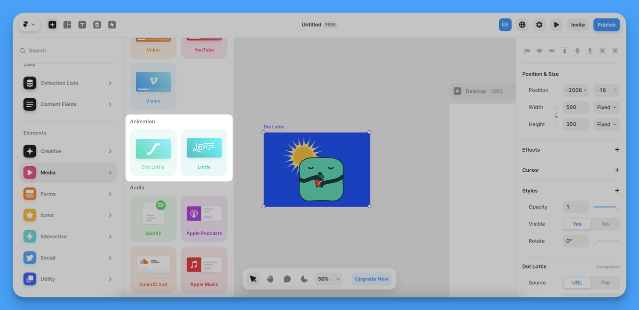 One of the most important features of Framer for small businesses; animated content.