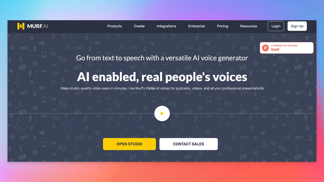 landing page of Murf.ai, which is a text-to-speech tool