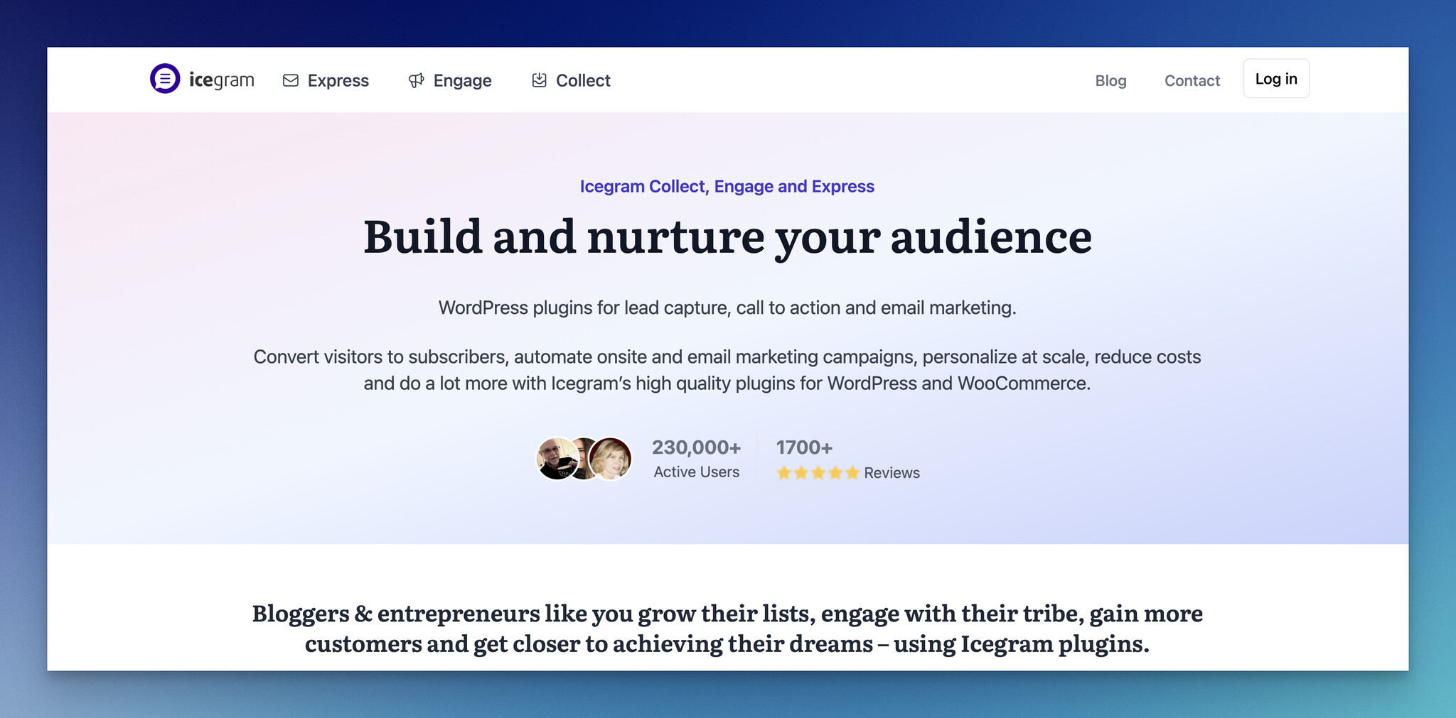 landing page of Icegram, WordPress popup plugin
