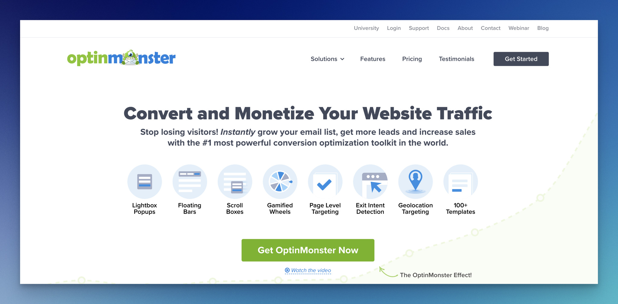 landing page of Optinmonster, WordPress popup plugin