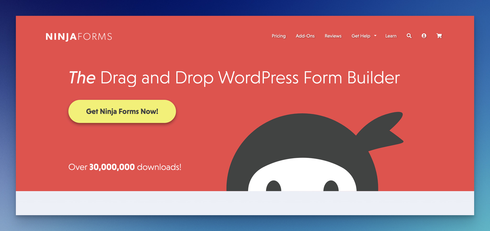 landing page of Ninja Forms, WordPress popup plugin