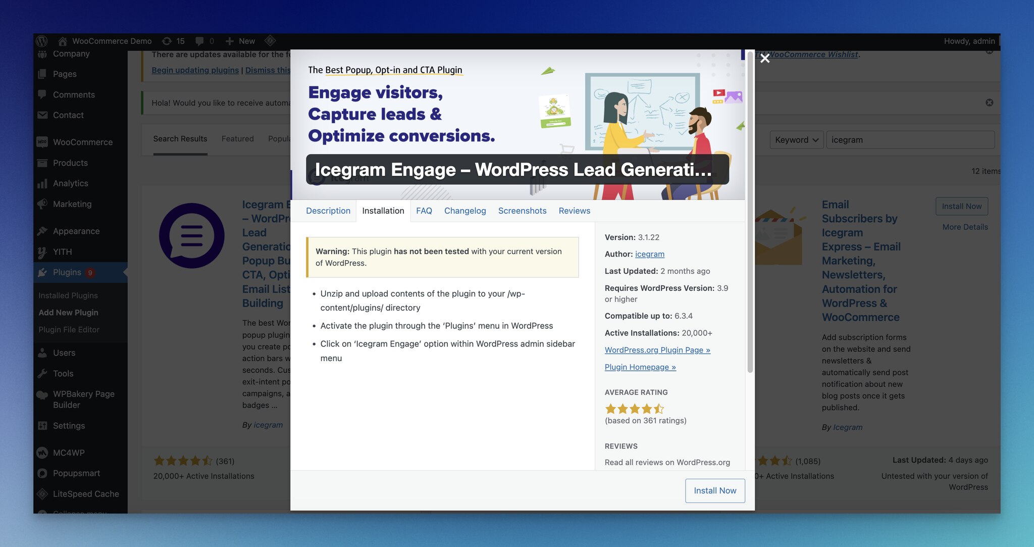 WordPress plugin details of Icegram
