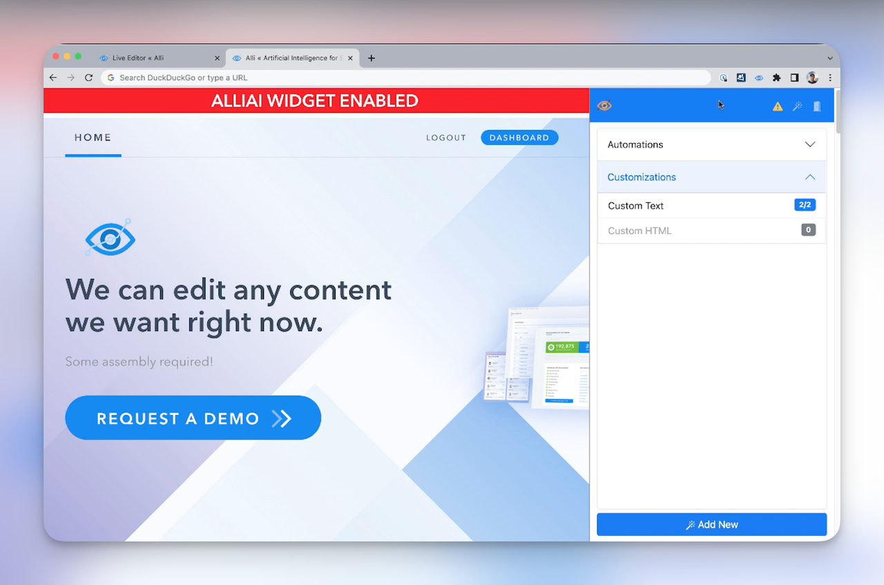 Customization feature of AI SEO Tool: Alli AI