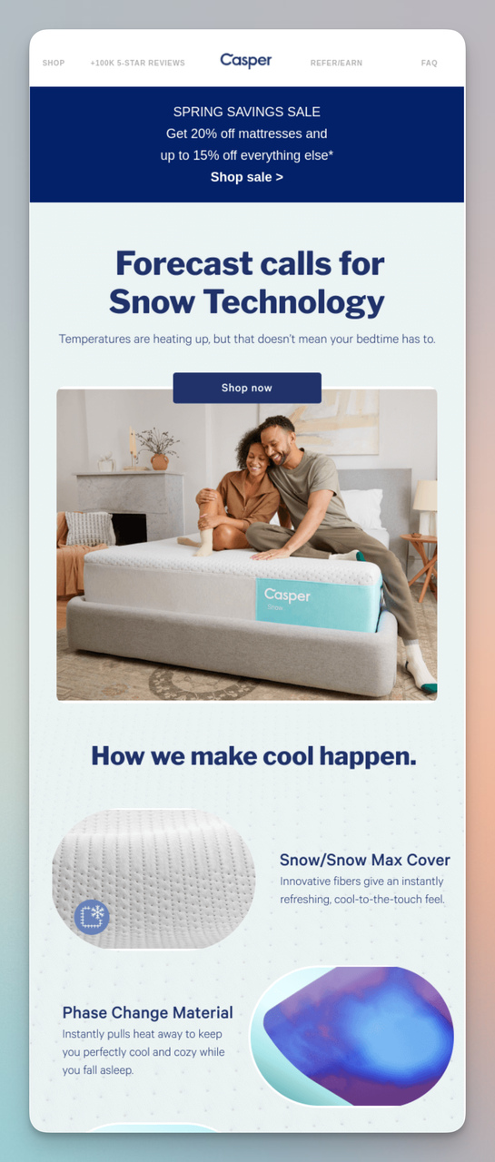 Example of Seasonal Spring Email from Casper