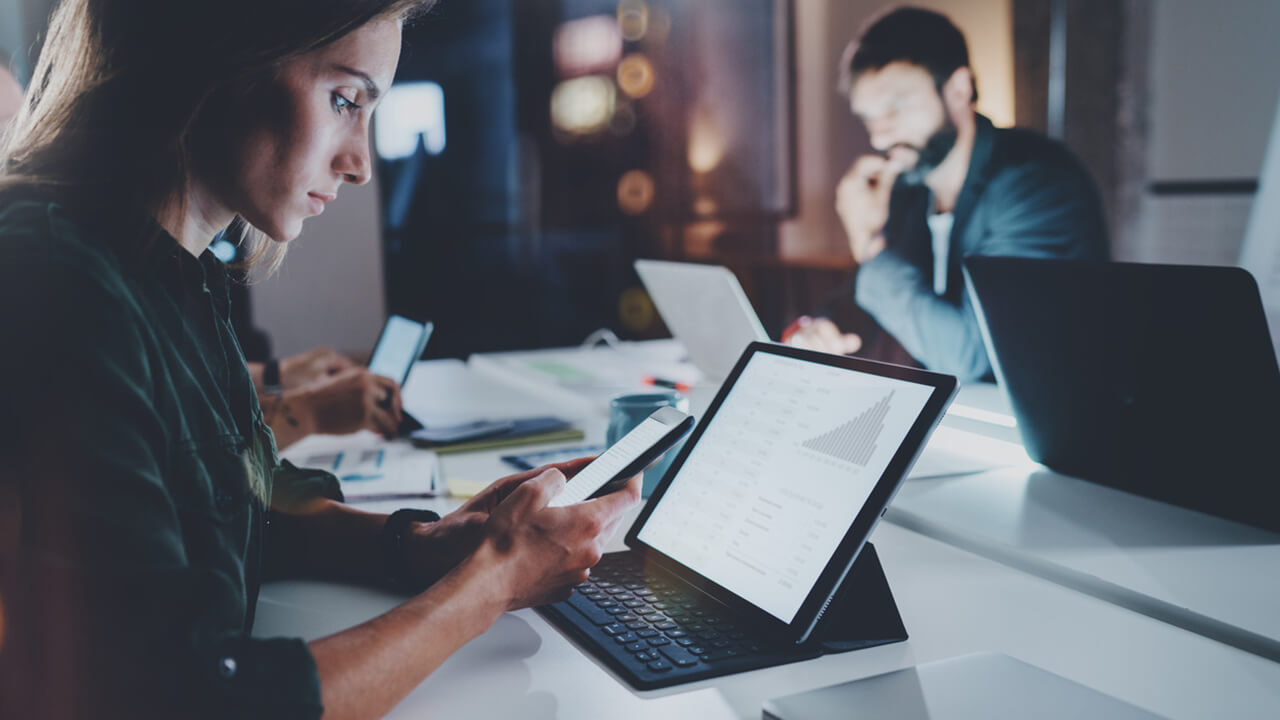 Woman working in office, Team in office