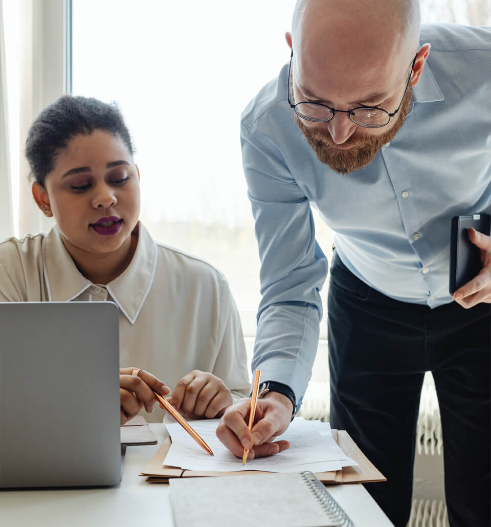 People reviewing work