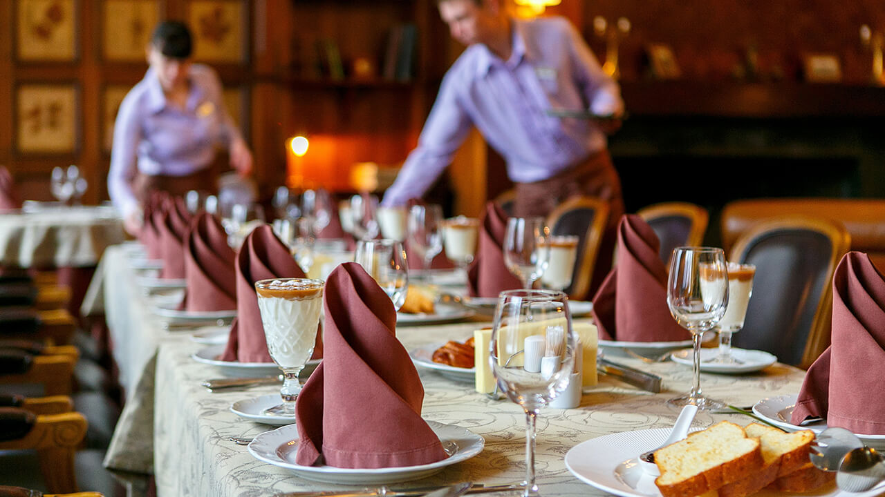 Table being setup for an event