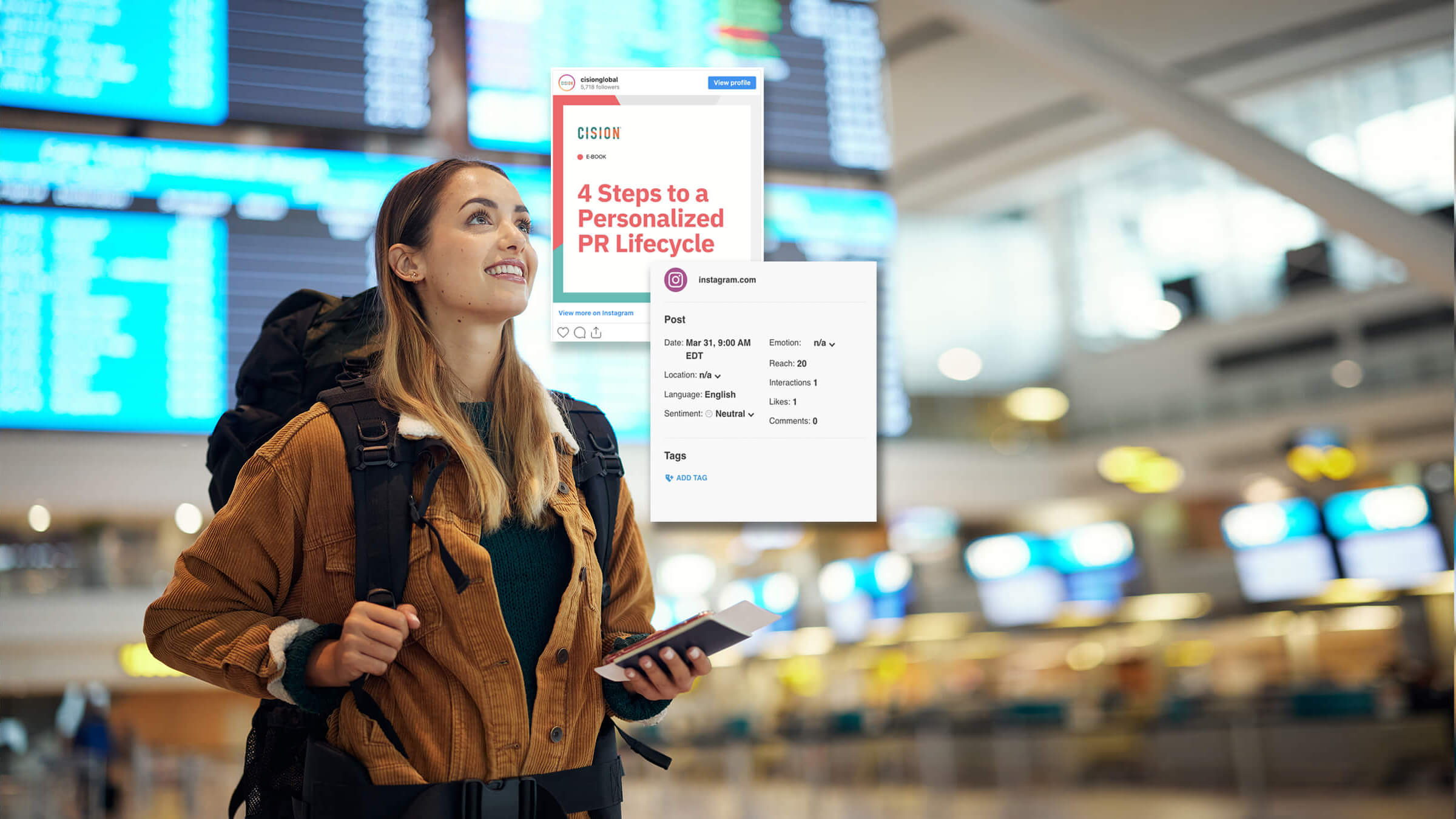 Young woman traveling at airport}