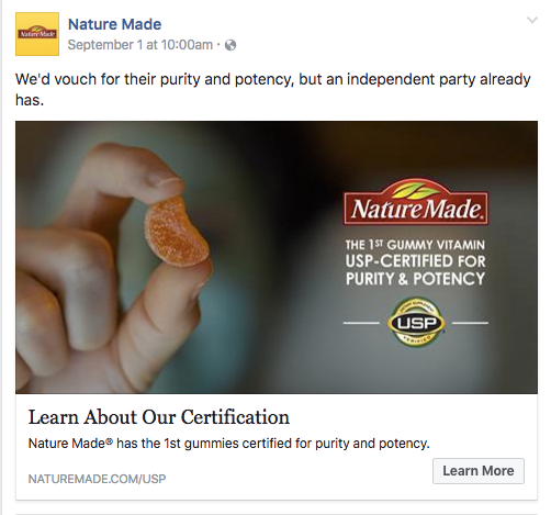 nature made's social proof example Facebook ad