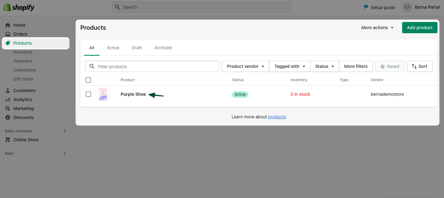 first step of filtering Shopify products by tags