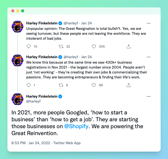 Harley Finkelstein's Twitter thread about Shopify conversion rate