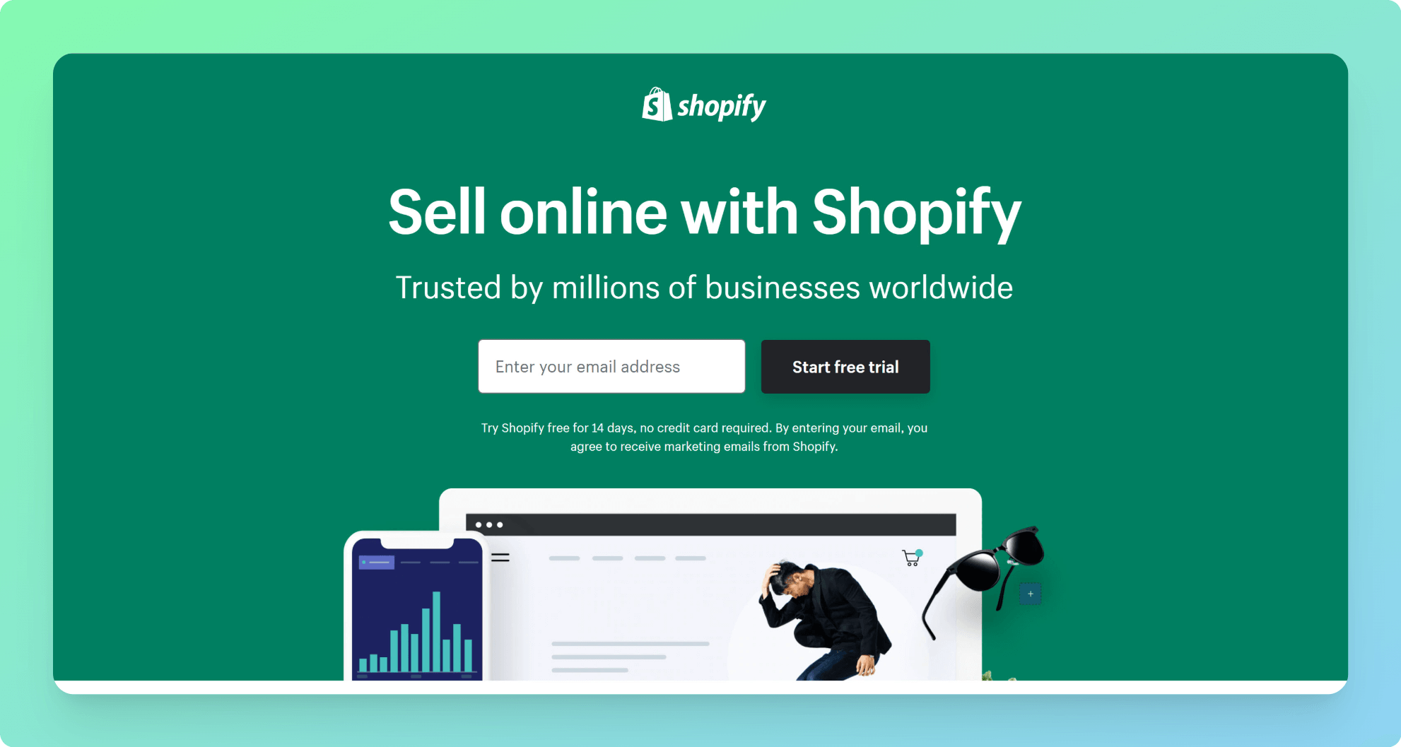 Shopify-2-0-online-store-website-to-sell-online-with-green-background-screenshot