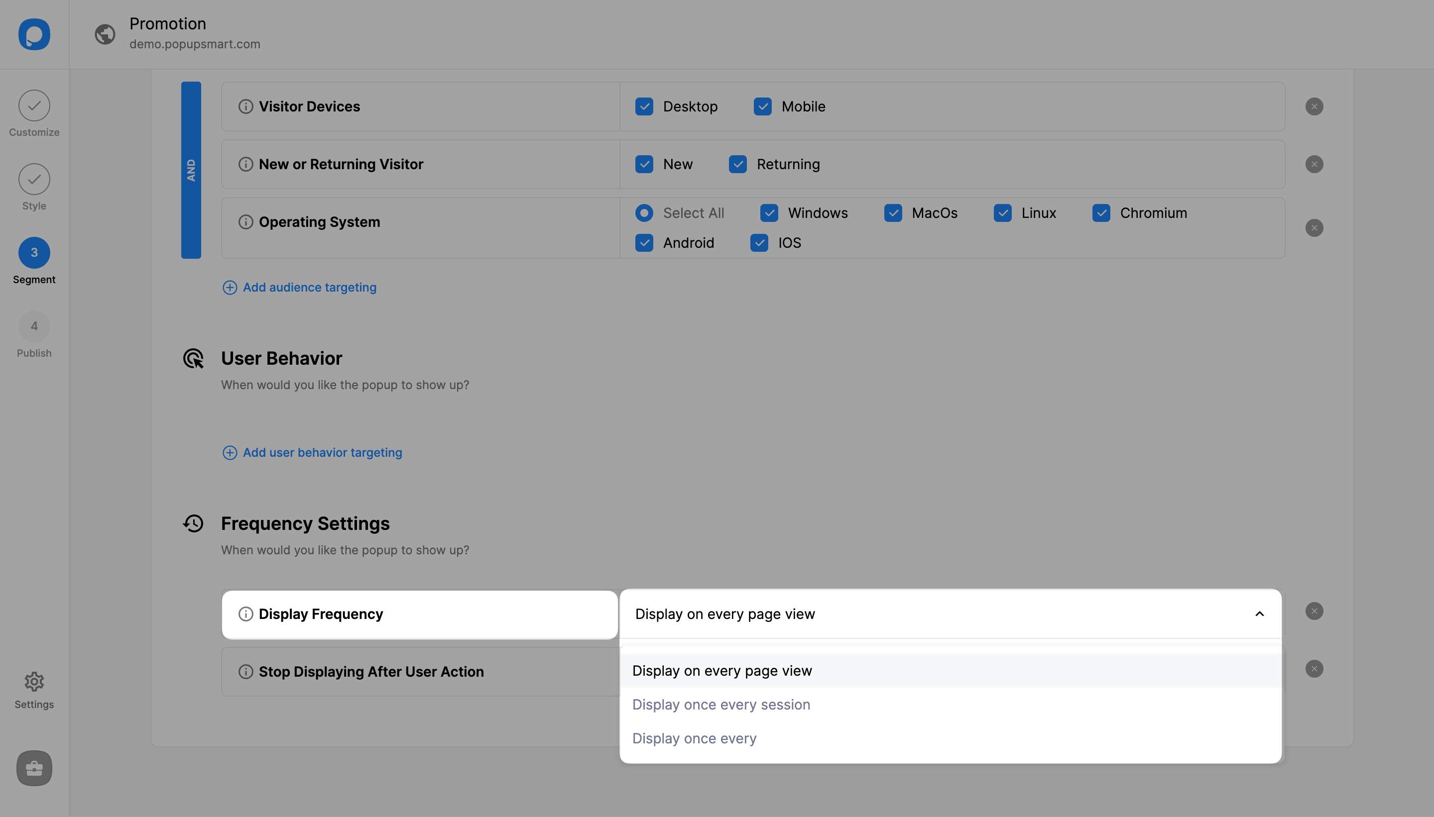 display frequency settings