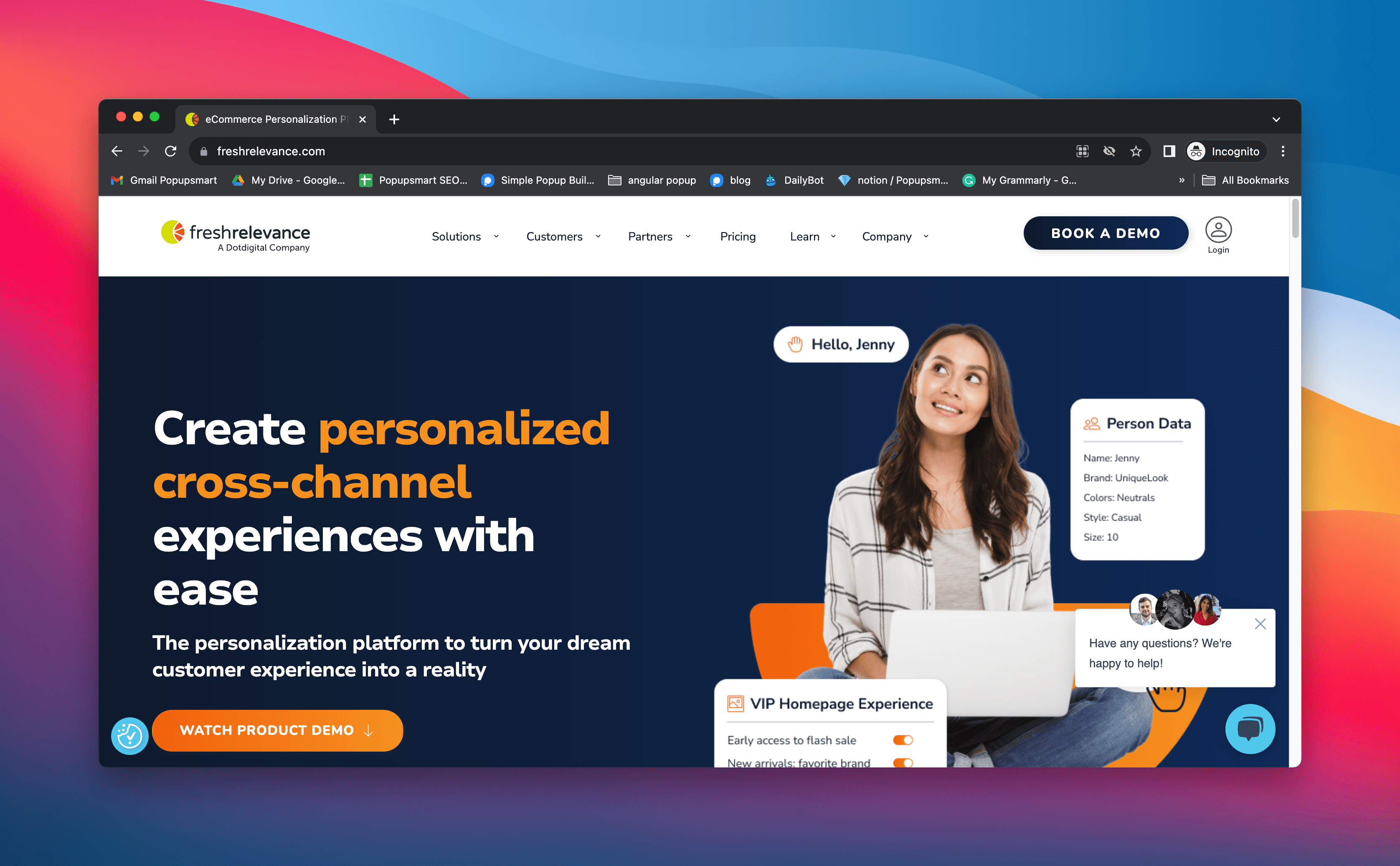 fresh relevance landing page