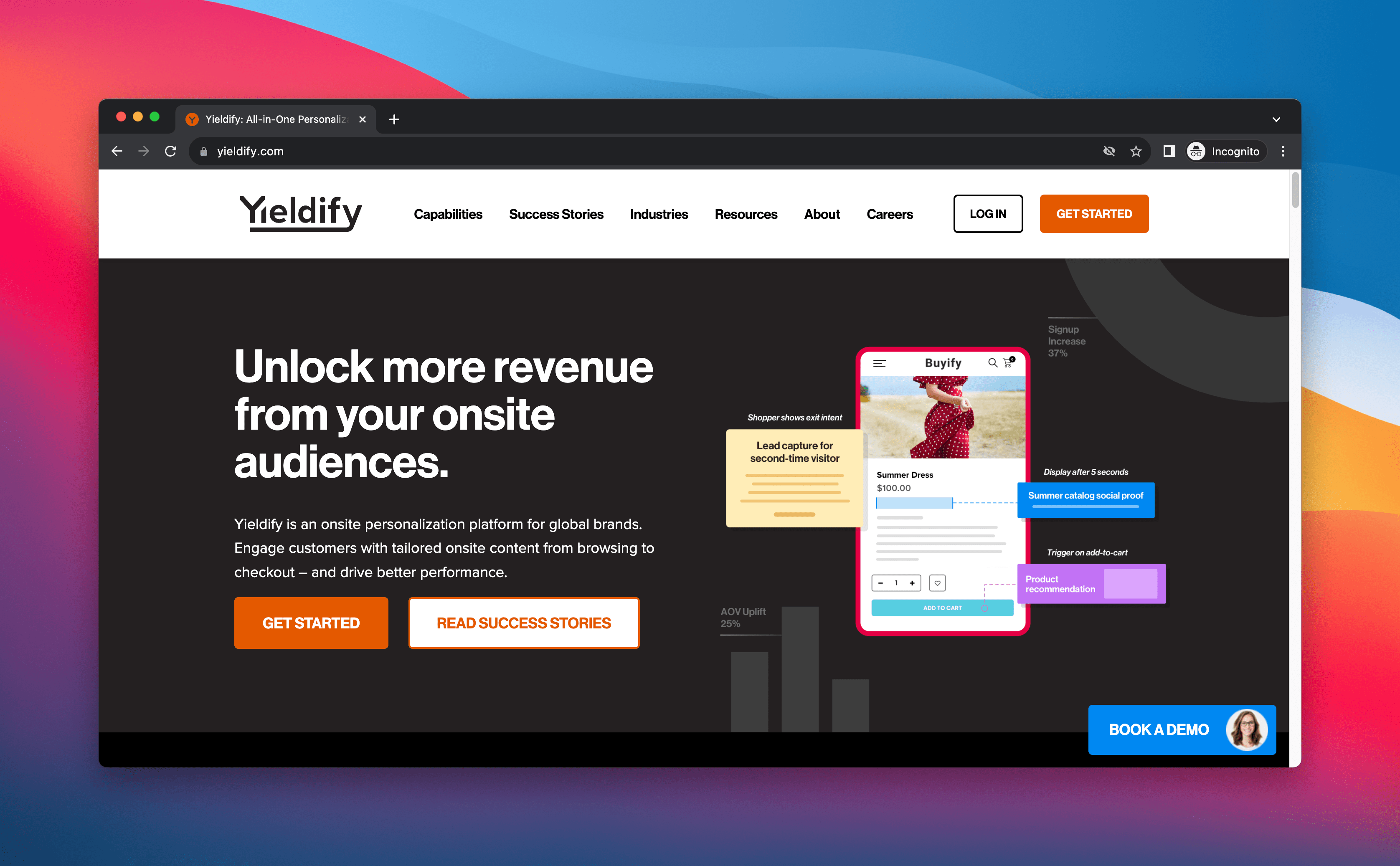 yieldify landing page