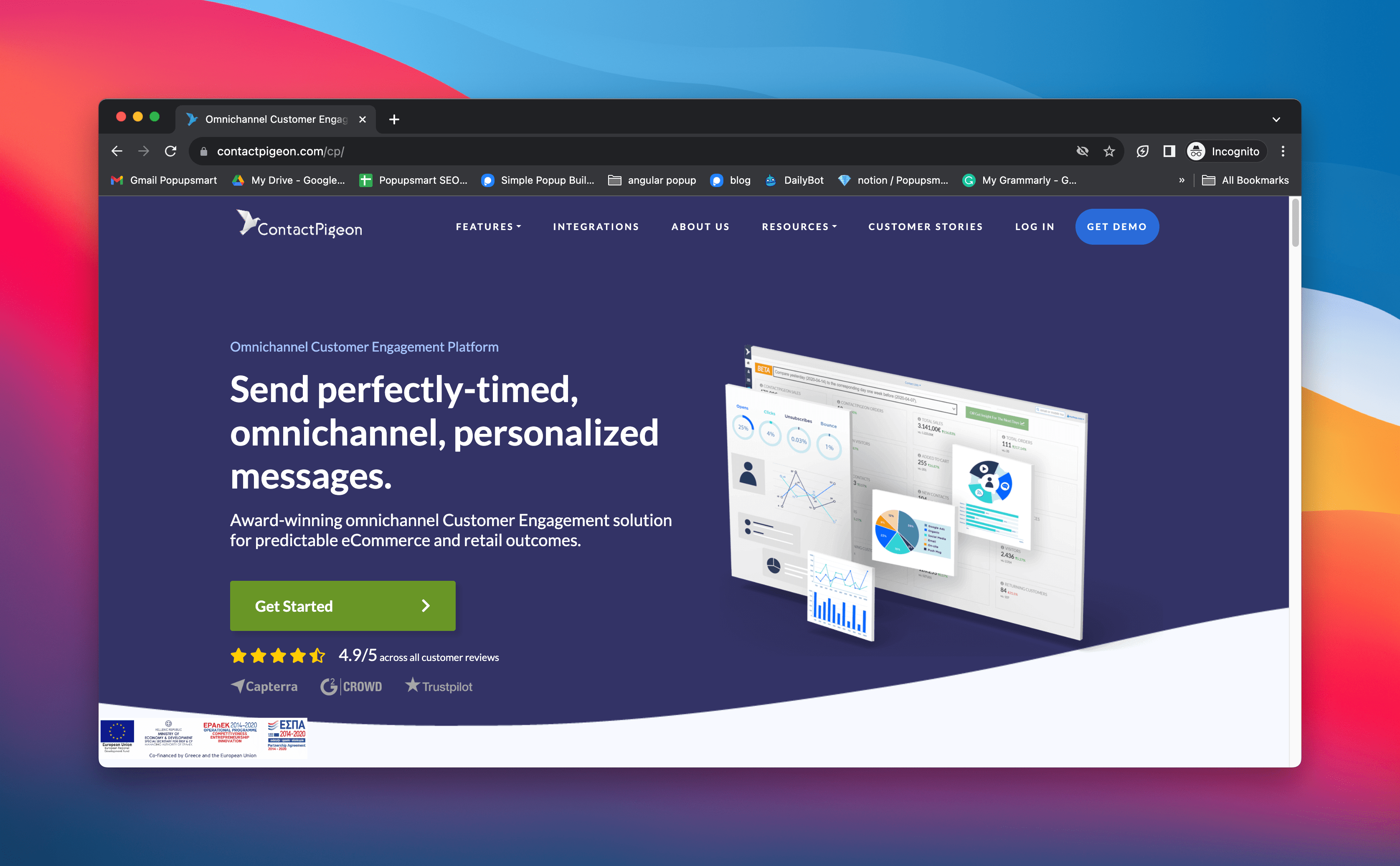 contactpigeon landing page