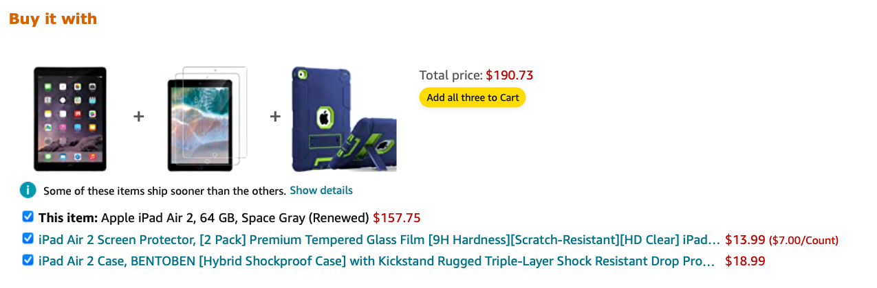 Amazon's iPad product bundling example