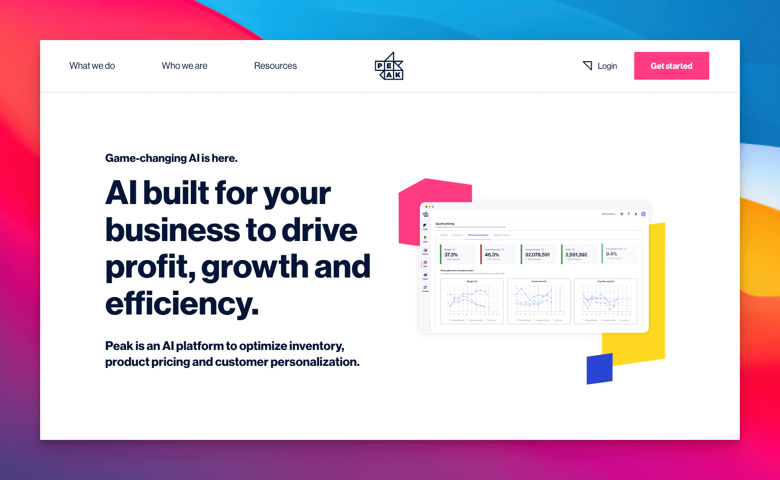 peak ai application homepage