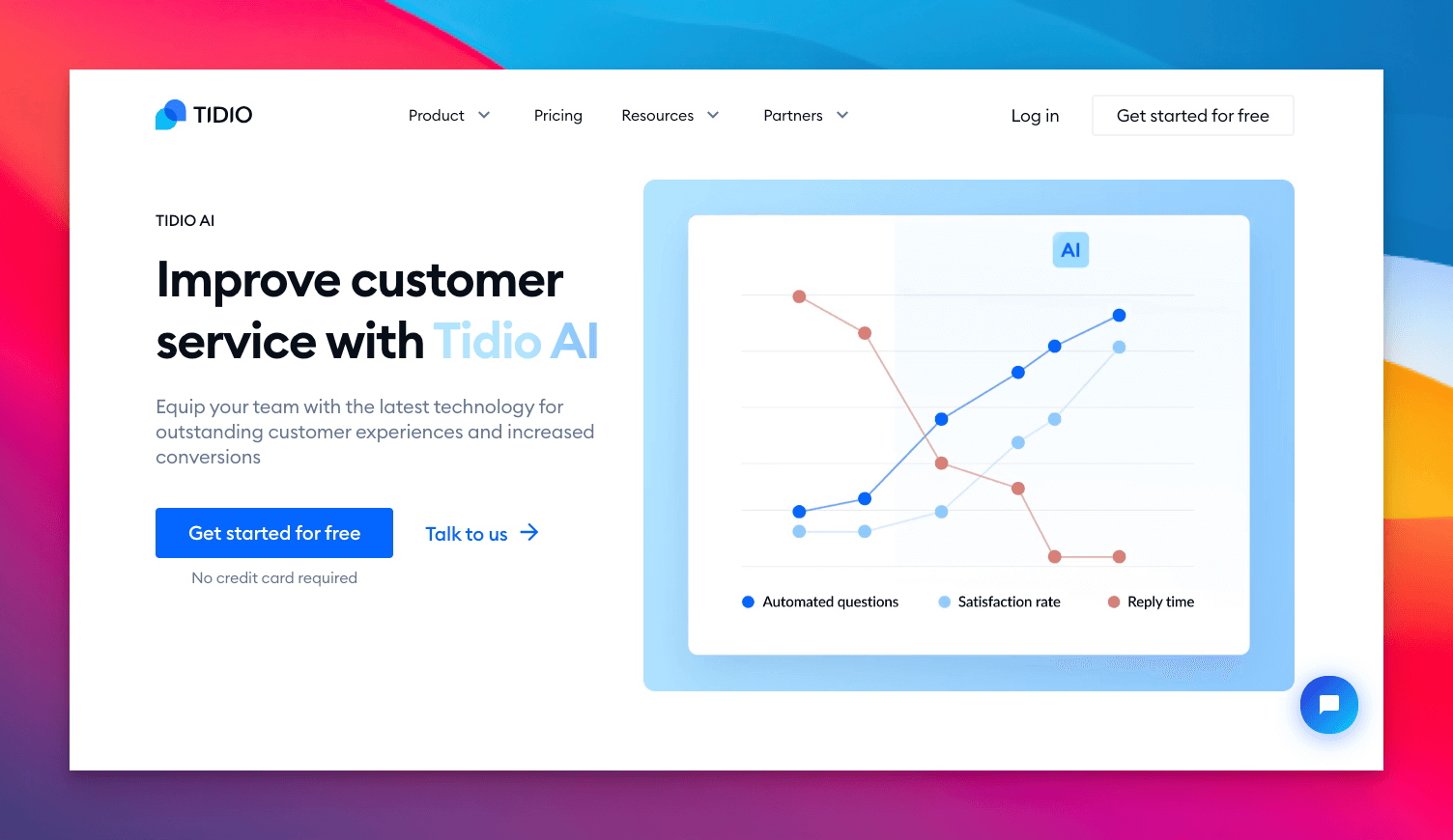 tidio ai application homepage