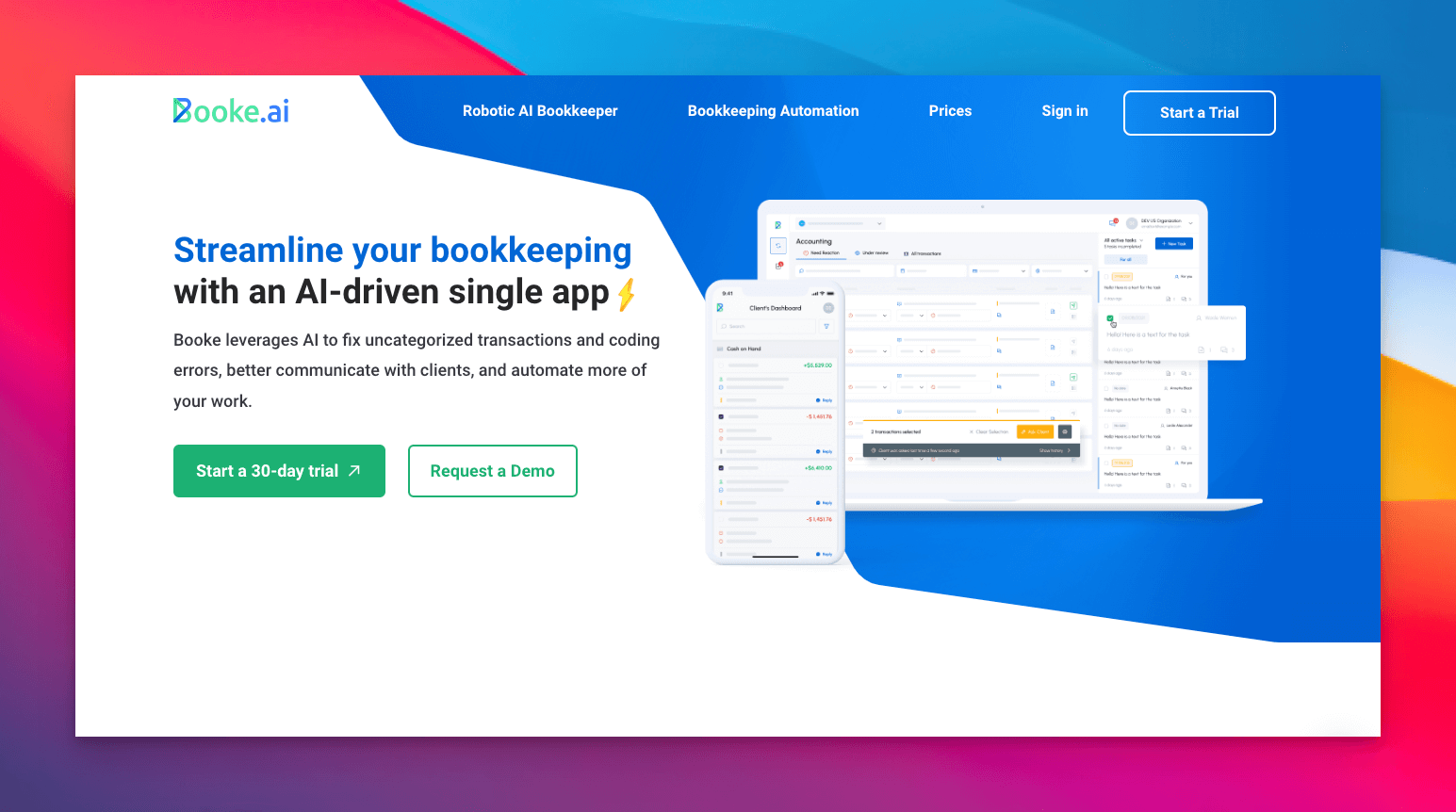 booke ai application homepage